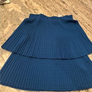 Missoni Layered Pleated Knit Skirt in Deep Teal Blue